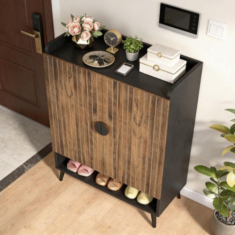 Meuble à chaussures en bois vintage, rangement rustique pratique, organisateur de chaussures en bois massif, étagère à chaussures ancienne (seule) (1/5)