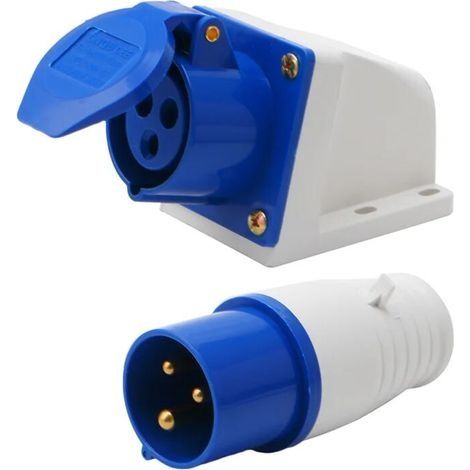 Prise industrielle 16 A 3 broches 220-250 V étanche IP44 2P+T triphasée 16 A pour camping-cars, caravanes et camping-cars (1/4)