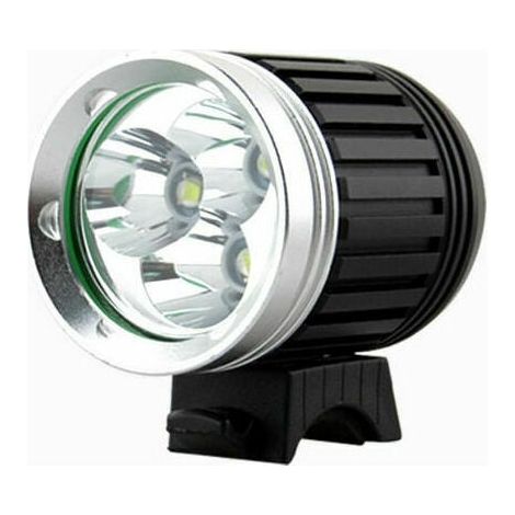 Lampe VTT LED puissante, lampe de vélo, phare avant de vélo LED rechargeable, étanche, 3600 lm, 3 LED T6 CREE XM-L, 4 modes d'éclairage + feu arrière, noir et argent, One Game, STRIKE (1/5)