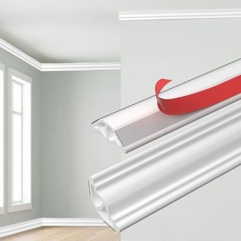 [JAMAIS UTILISÉ] Profilé de plafond triangulaire auto-adhésif et flexible – Installation facile, ajustable, étanche, 5 mètres, idéal pour le salon, la cuisine, la salle de bain, les travaux de rénovat (1/5)