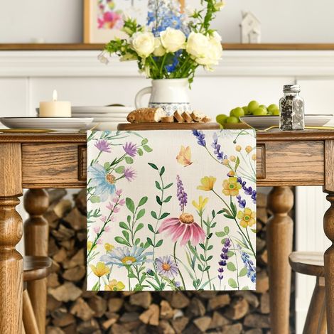 Chemin de table JeiibrZui Natural Boho - 30 x 120 cm - 1 pièce - Makrame beige à pompons pour la décoration de mariage et de cuisine (1/5)