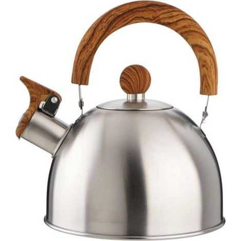 Hervidor de acero inoxidable Fischio con mango de madera L.1,5 Eva