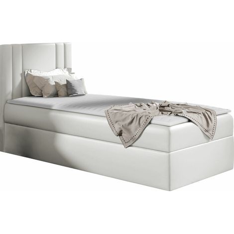 Cama continental Mel I, Soft 017, Individuales, Continental, 100x200, Cuero ecológico, Somieres, 102x208x103cm (1/5)