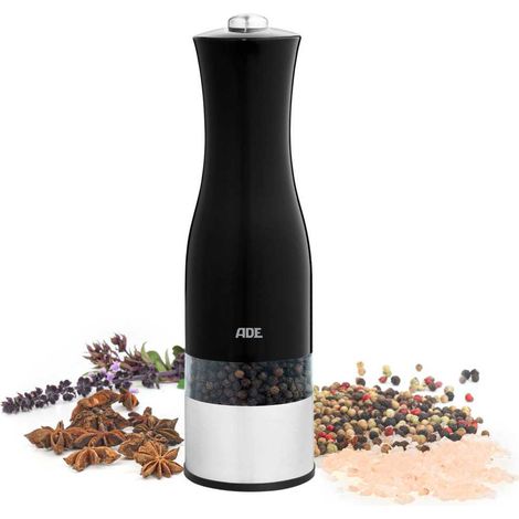 Molino de pimienta/sal eléctrico - ADE - UTENSILIOS DE COCINA - Acero inoxidable/plástico - H 22,5 cm - Incluye 6 pilas AAA - Negro (1/5)