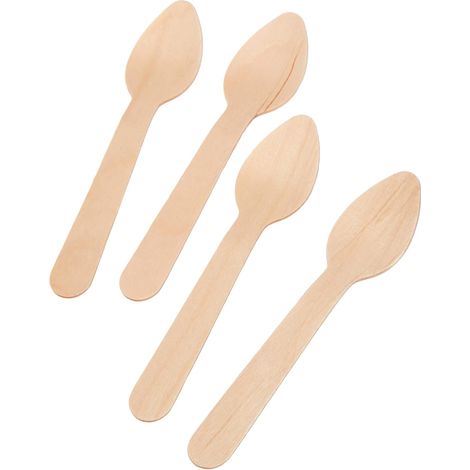Cuillères À Café - 100 Unités - Bois Naturel - 11 Cm - Résistant Chaud Et Froid - Pique-nique Et Fêtes (1/5)
