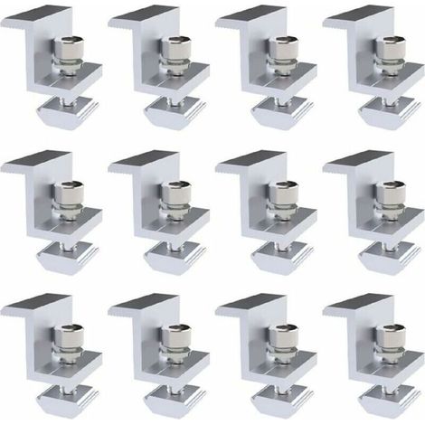 Supports de Pince de Bord de Panneau Solaire,12PCS Fixation de Panneau Solaire pour Panneau Solaire, pour Hauteur de Module 30-45MM - (1/5)