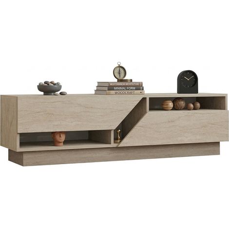 Mobile Porta tv Spilinga, 2 Ripiani, 2 Ante, 5 Vani, 160x40x45h cm Beige Marmo