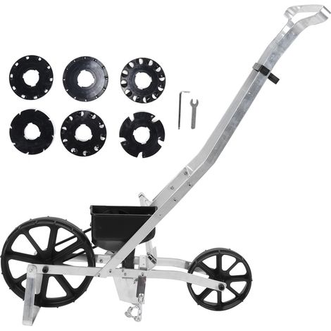 Semoir de jardin à rangée réglable, poussée manuelle pour maïs, carottes, laitue, navets