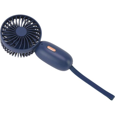 Ventilateur portable rechargeable par USB, 3 vitesses, format compact, batterie 500 mAh, puissance élevée, idéal pour la maison, le bureau et les voyages (bleu). (1/5)