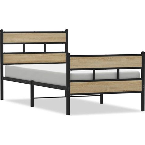 Maison Exclusive - Metallbett ohne Matratze Sonoma-Eiche 100x190 (1/5)