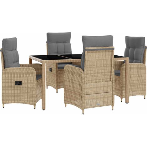 Maison Exclusive - Outdoortisch-Set 5 Stk. Beige und Hellgrau Pol (1/5)