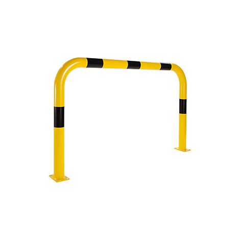 Rammschutz-Bügel XL, Rundrohr 108/3,6 mm, gebogen, BxH 1500x1200 mm, Innenbereich, gelb beschichtet, mit schwarzen Streifen, zum Aufdübeln (1/2)