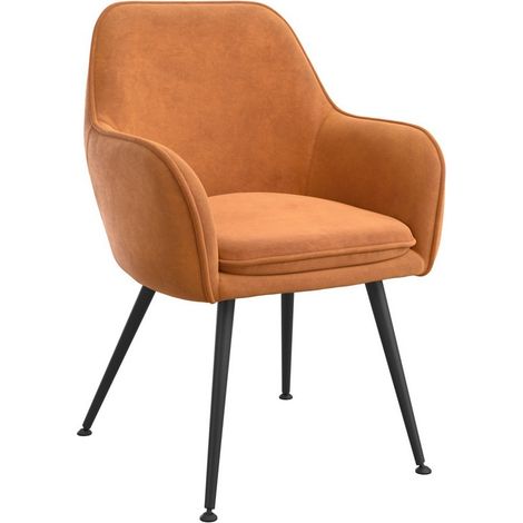 Tara Indoor Dining Chair (Pack of 2) - Velvet/Metal - L62.5 x W59 x H84.5 cm - Burnt Rust/Black - Partially Assembled