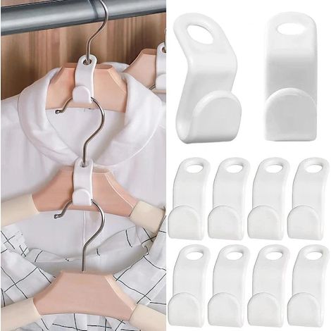 Lot de 100 crochets de suspension, organisateurs de placard en plastique blanc, gain de place, pour la maison et les voyages (1/4)