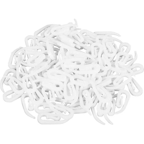 Crochets pour Rideaux - Lot de 100 - Plastique PP Blanc - Fixation Sécurisée Sans Perforation - Pour Tringles et Rails - 2,8x1,2 cm (1/5)