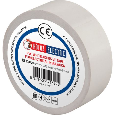 Ruban isolant électrique PVC blanc 19 mm 9 m – lot de 10 rouleaux – HOROZ (1/4)