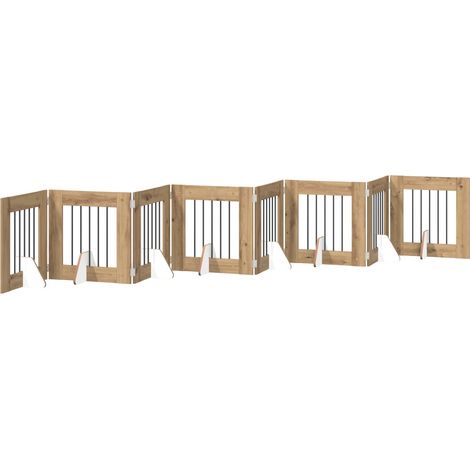 Porte de chien pliable avec supports 8 pcs Chêne artisanal vidaXL