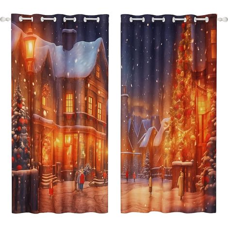 Trintion 2pcs Christmas Blackout Curtains with Santa Claus, Eyelet Blackout Curtains for Living Room, Bedroom, Nursery, Xmas Holiday Decorations (180 180cm) (1/5)