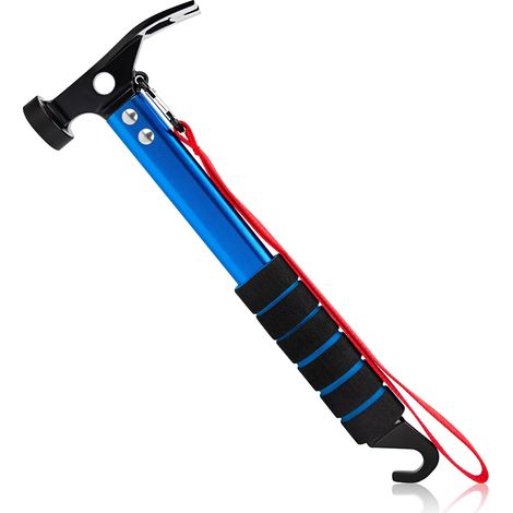 Marteau de Tente Marteau de Camping en Aluminium Léger Marteau de Piquet de Tente Multifonctionnel pour Camping Randonnée Jardinage Bleu (1/5)