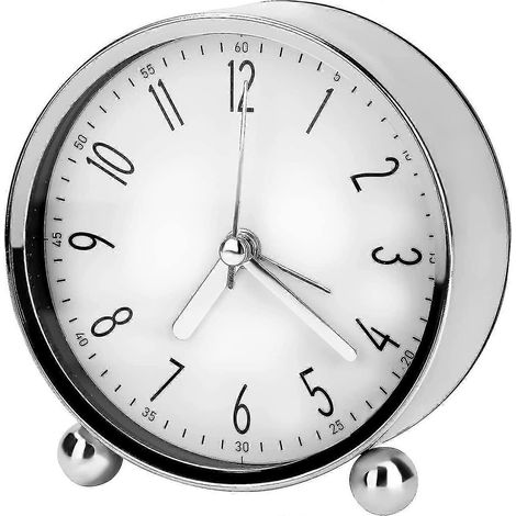 Wecker, ultraleise, kompakte runde Uhr mit 10 cm Durchmesser (4 Zoll) ohne Ticken, mit arabischen Ziffern und Pieptönen, batteriebetrieben, schlichtes Design, einfache Installation ( )