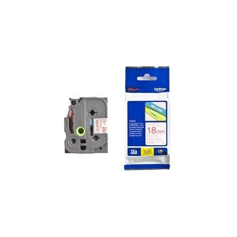 Brother cinta rotuladora laminada blanco sobre rojo de 18mmx8m