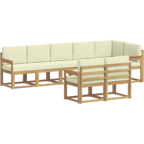 Set di divani da esterno 8 pcs Bianco e Crema Poliestere vidaXL