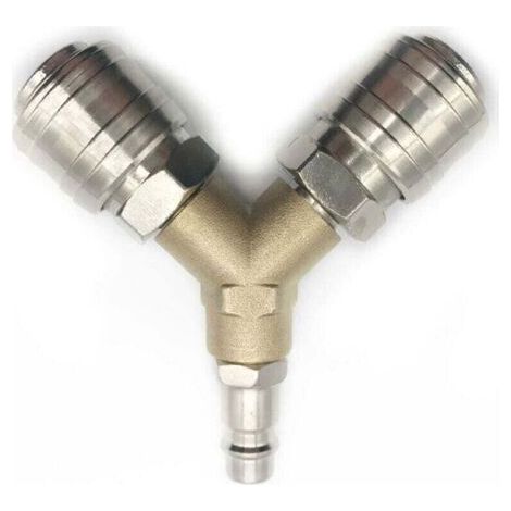 [JAMAIS UTILISÉ]Raccord pour compresseur,Distributeur d'air Comprimé, Raccord dair Comprimé 1/4 Connecteur d'air Comprimé 3 voies à dégagement rapide avec distributeur Y à filetage mâle Maillon rapide (1/5)