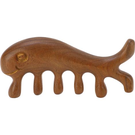 Peigne de Massage en Bois de Santal à Dents Larges pour Cuir Chevelu, Forme Animale, Gua Sha pour Nuque Dos Bras (1/5)