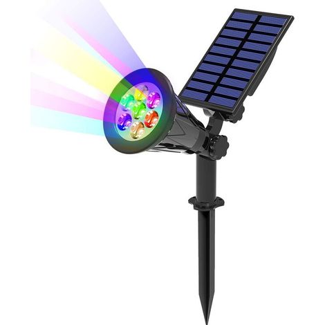7 LED Solar Light, 2 Pack Solar Spotlights with 7 Color Changing Outdoor Wireless Waterproof IP65 Garden Lamp with 180° Adjustable Outdoor Solar Spotlight for Garden, Yard, Outdoor, Pathway (1/5)