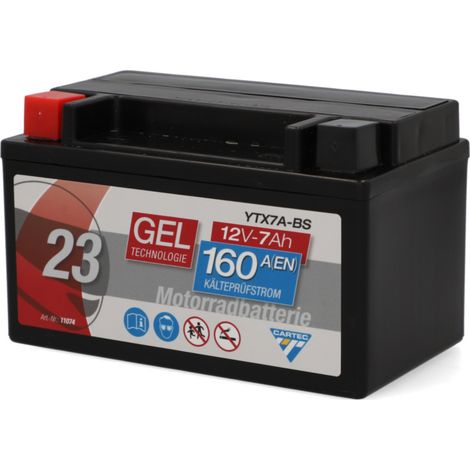 Cartec Gel Motorradbatterie YTX7A-BS 7Ah 160A Gel-Batterie