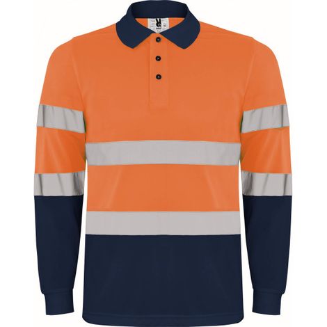 Polo Técnico De Alta Visibilidad Polaris L/S Hv93060555221  AZUL MARINO/NARANJA FLUOR   XXXL