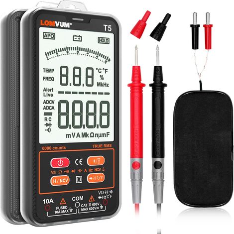 Multimètre numérique, voltmètre à plage, testeur électrique, mesure la tension, courant, capacité, lrésistance, continuité, température, la fréquence (1/5)