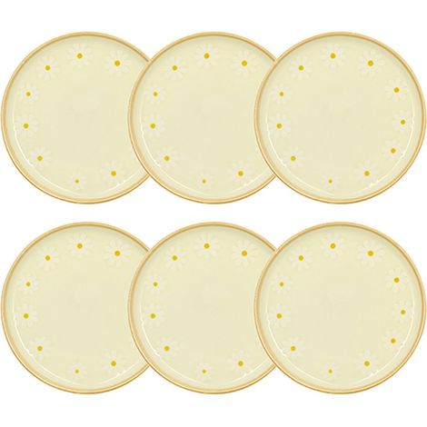 Lot de 6 assiettes à dessert 20cm en grès, MARGUERITE