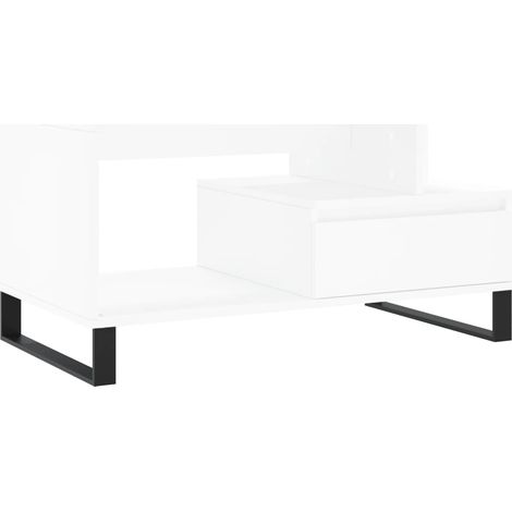 Tavolino da caffè dal design moderno e contemporaneo 90 x 49 x 45 cm in legno ingegnerizzato bianco DEC037993