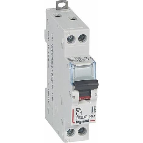 Disjoncteur DX³6000 10kA arrivée haute et départ bas à vis U+N 230V - 1A - courbe C - 1 module - LEGRAND