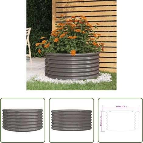 Pot de jardin - Jardinière de jardin Acier galvanisé 80x80x36 cm Gris (1/5)