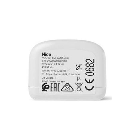 Nice – Récepteur radio pour motorisation – Micromodule BiDi-Switch 433,92 MHz – 2 sorties ON/OFF – Protection surcharges – SKU: BIDISWITCH (1/7)
