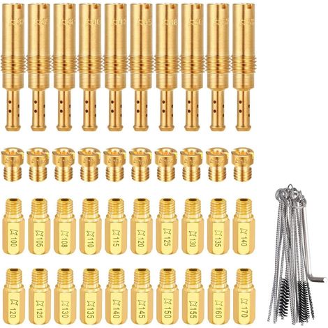 Kit de 40 gicleurs de carburateur pour carburateur PWK Keihin OKO CVK KOSO PE PWM (30 gicleurs principaux et 10 gicleurs de pilote lent), avec kit de brosse de nettoyage de carburateur (1/5)
