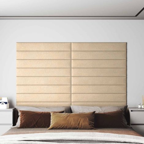 Wandkopfteilen 12 pcs Creme 90 x 15 cm Stoff (1/5)