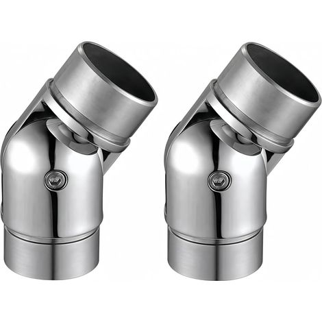 2 Pièces Kit de Connecteur de Main Courante en Acier Inoxydable, Angle Réglable 42,4 mm - Pour Escaliers, Balcons et Espaces Extérieurs (1/5)