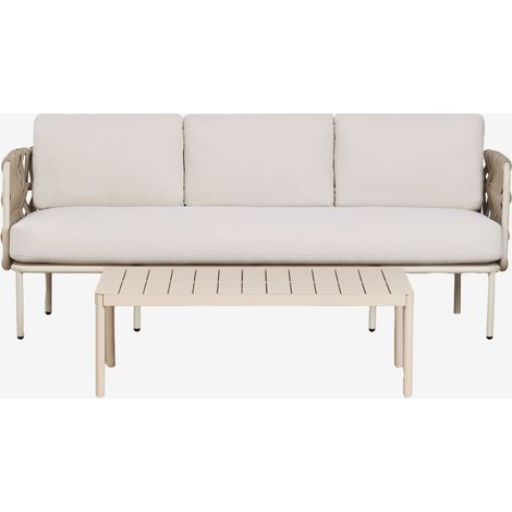 Conjunto de jardín con sofá de 3 plazas en cuerda trenzada Tevary y mesa de centro en aluminio Boleni SKLUM (1/5)