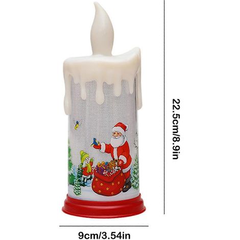 Vela decorativa navideña con luz LED que simula una llama, con forma de Papá Noel y muñeco de nieve. Luz nocturna decorativa. (1/4)