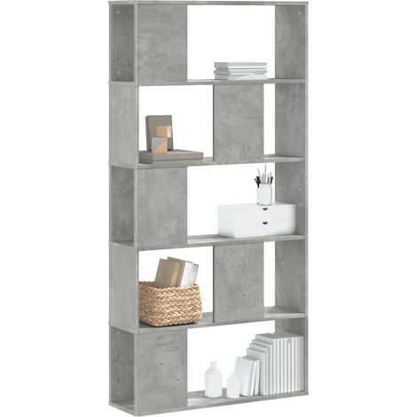 Bücherregal 5 Böden Betongrau 80,5x23,5x162,5 cm Holzwerkstoff