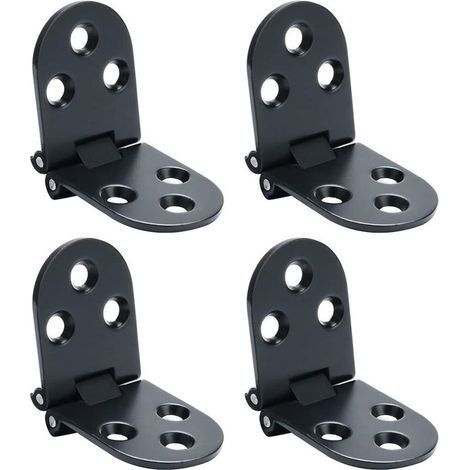 Charnières de Table Pliantes Connecteur Rabattable Montage de Meubles en Inox Pliant de 180 Degrés, 2mm d’Épaisseur, Finition Noire Mate en Acier Inoxydable, 4 Pcs (1/4)