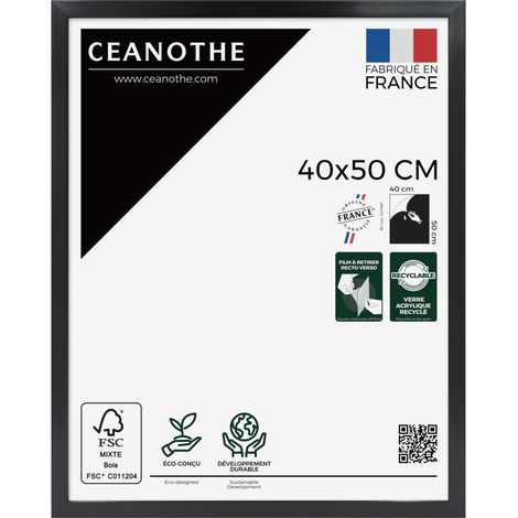 Cadre Photo Gris 40x50 cm et 50x40 cm - Convient au A3 – Fabriqué en France - Cadre Precious Gris 40x50 cm - Cadre photo en Résine recyclée - Verre acrylique Incassable
