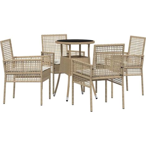 Ensemble de salle à manger pour jardin 5 pcs,Salon de jardin Beige Poly rotin CFW99224 (1/5)