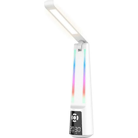 LED-Schreibtischlampe mit Augenschutz, faltbare und wiederaufladbare Multifunktions-Schreibtischlampe, Wecker, farbenfroher Bluetooth-Lautsprecher (1/5)