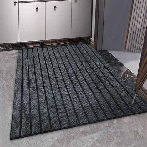 Paillasson Exterieur Entrée Tapis d'entrée Intérieur Antidérapant et Durable Absorbe l'eau et Ramasse la Saleté Tapis de Porte Lavable Machine(Gris foncé, 50x120cm) (1/5)