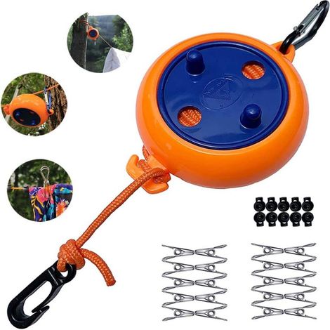 Corde à Linge Rétractable - 10 M - Nylon - Intérieur Extérieur - Pour Voyages Camping Balcon Salle De Bain - 1 Pièce (1/5)