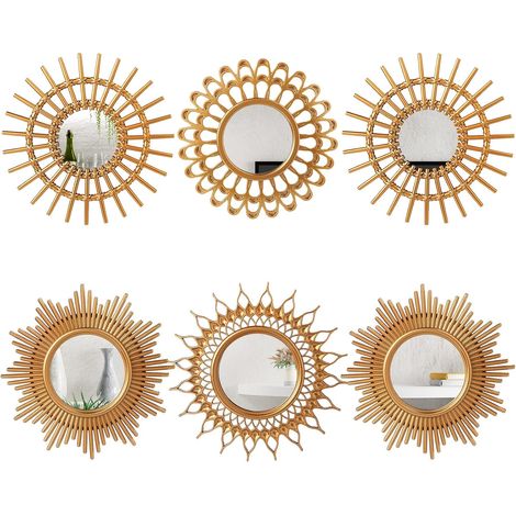 Lot de 6 miroirs décoratifs – Petits miroirs Ronds pour décoration Murale, entrée, Salle de Bain, Chambre à Coucher, Salon (doré, Classique) (1/5)